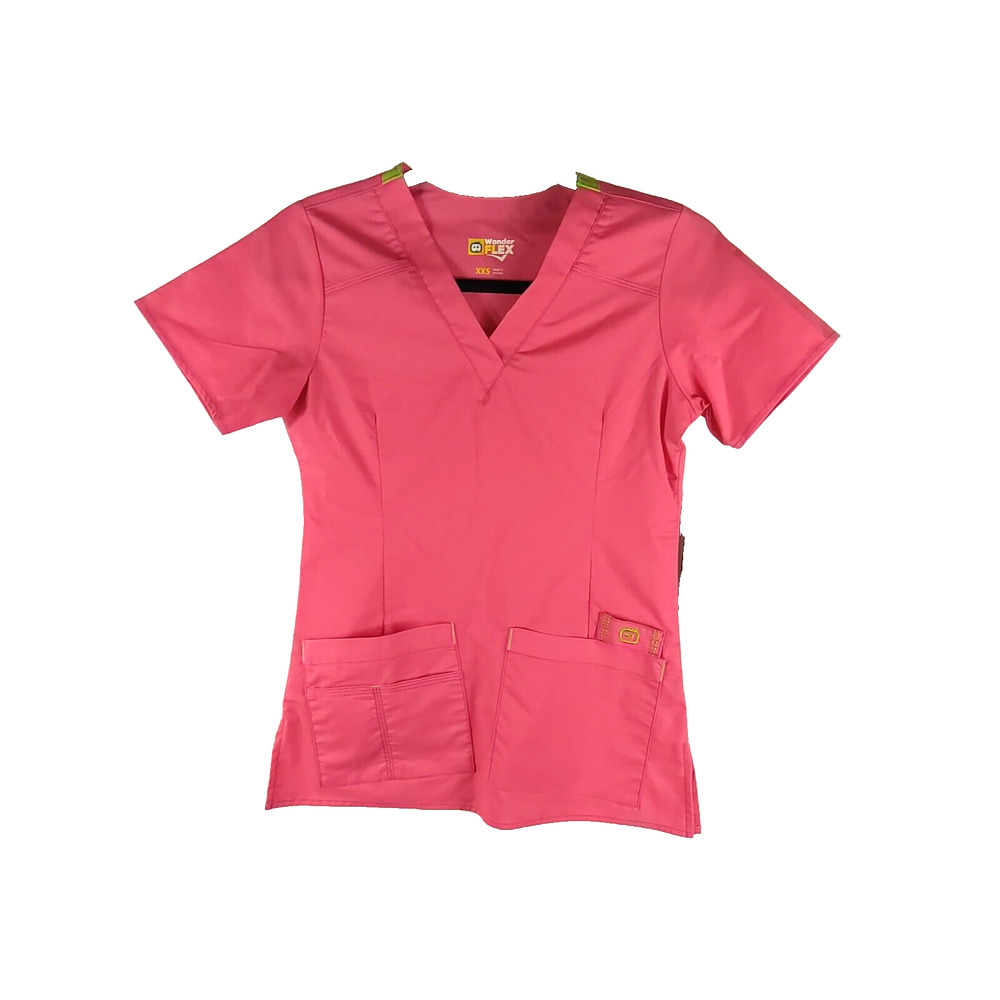 Wonder Flex Women's Scrub Top Size X X S Peach Pink Flaw